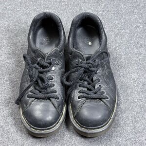 Dr Martens 11864 Black Leather Shoes UK 6 US 8 Low Top Yellow Stitch Docs